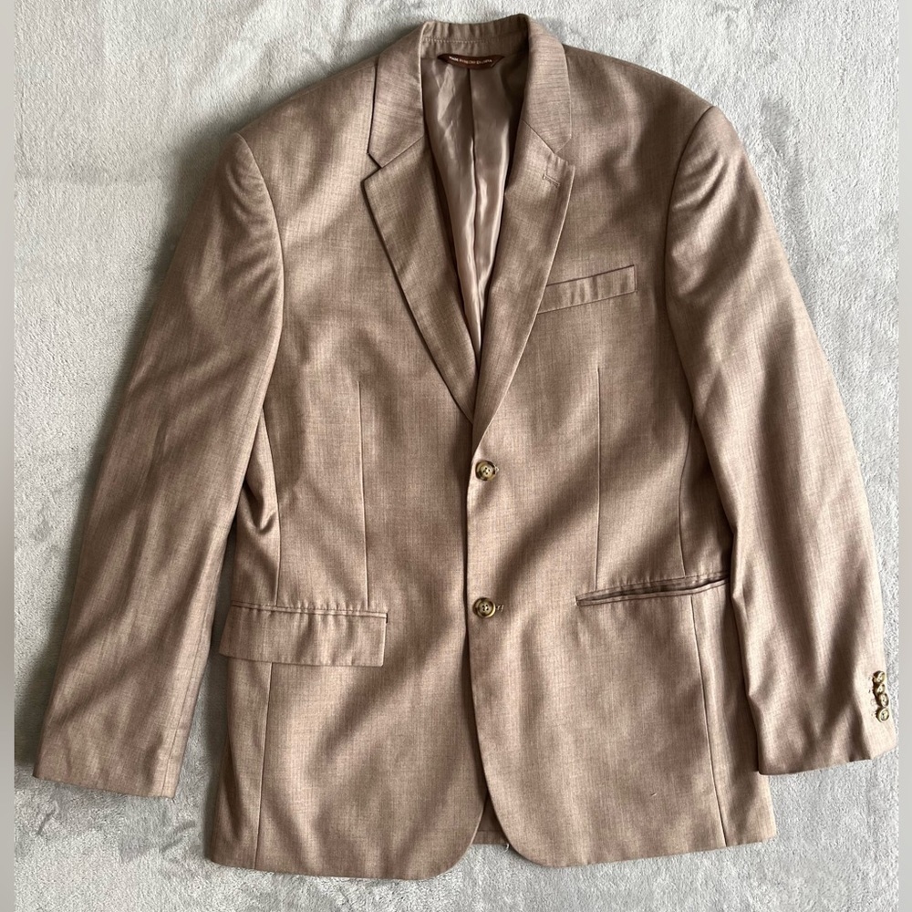 Perry Ellis Mens Tan Blazer Jacket Classic Fit 40R